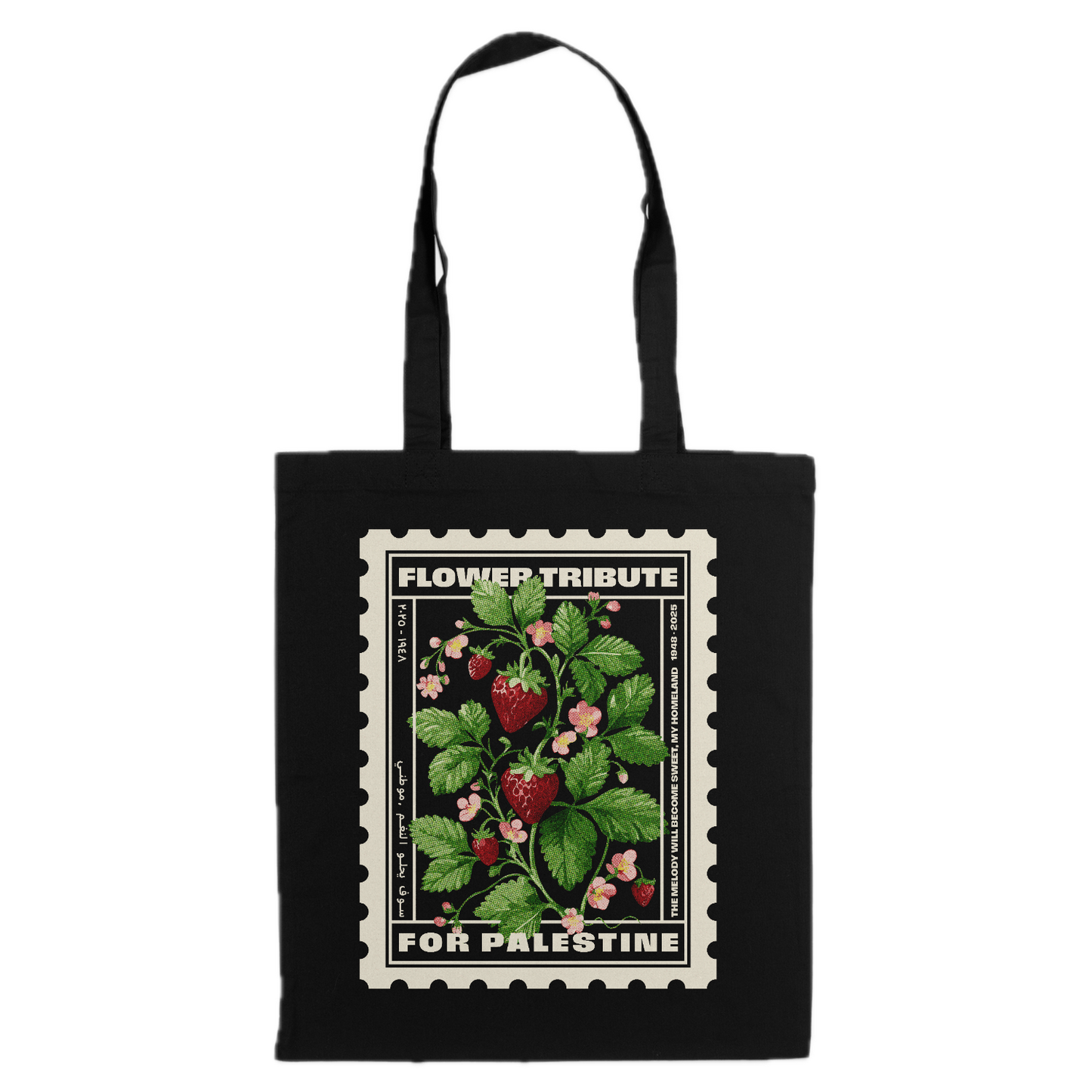 Black Tote Bag | Strawberries