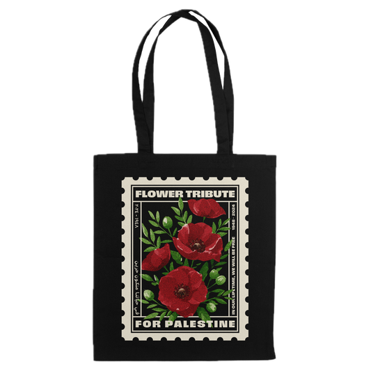 Black Tote Bag | Poppies